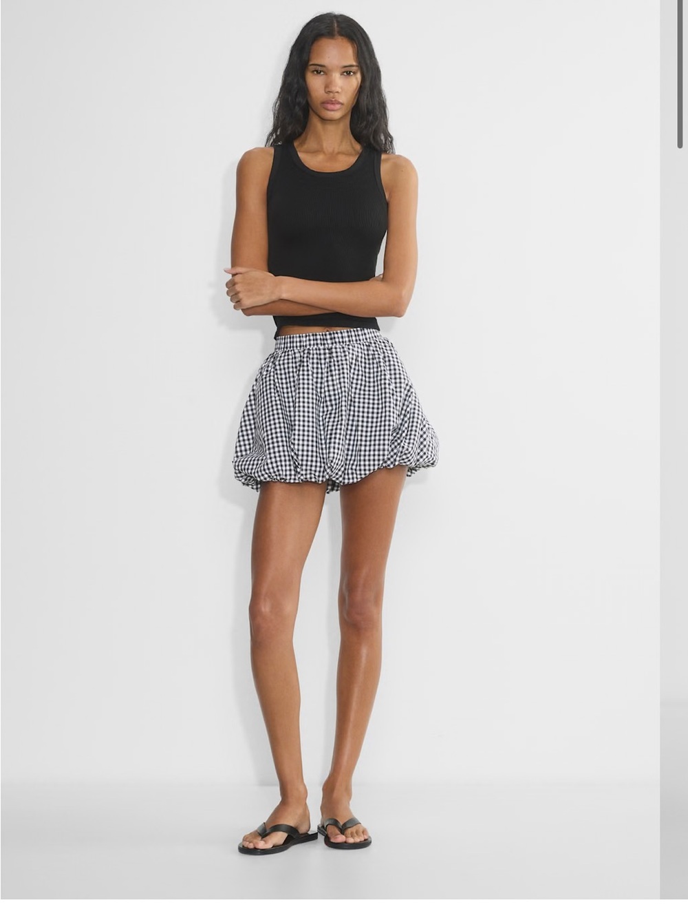 Sunday Best Black & White Gingham Bubble Mini Skirt
